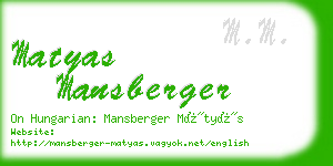 matyas mansberger business card